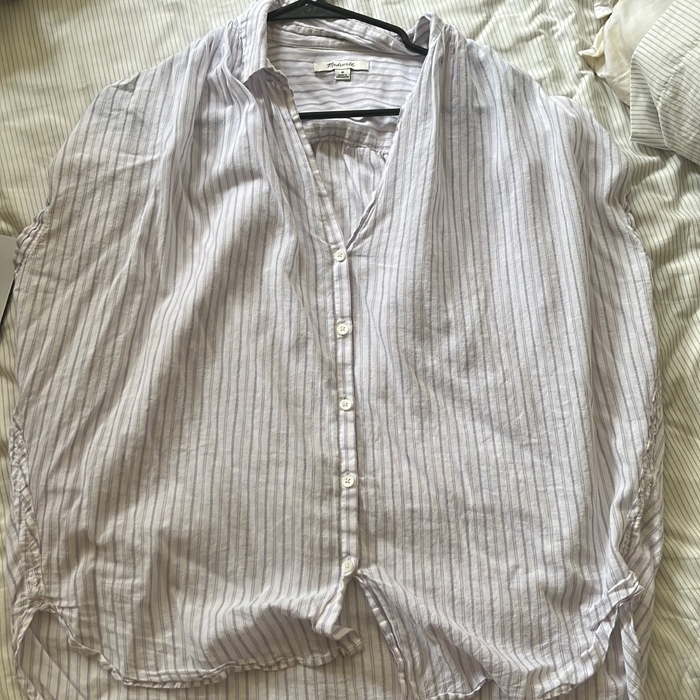Madewell purple and white shirt medium